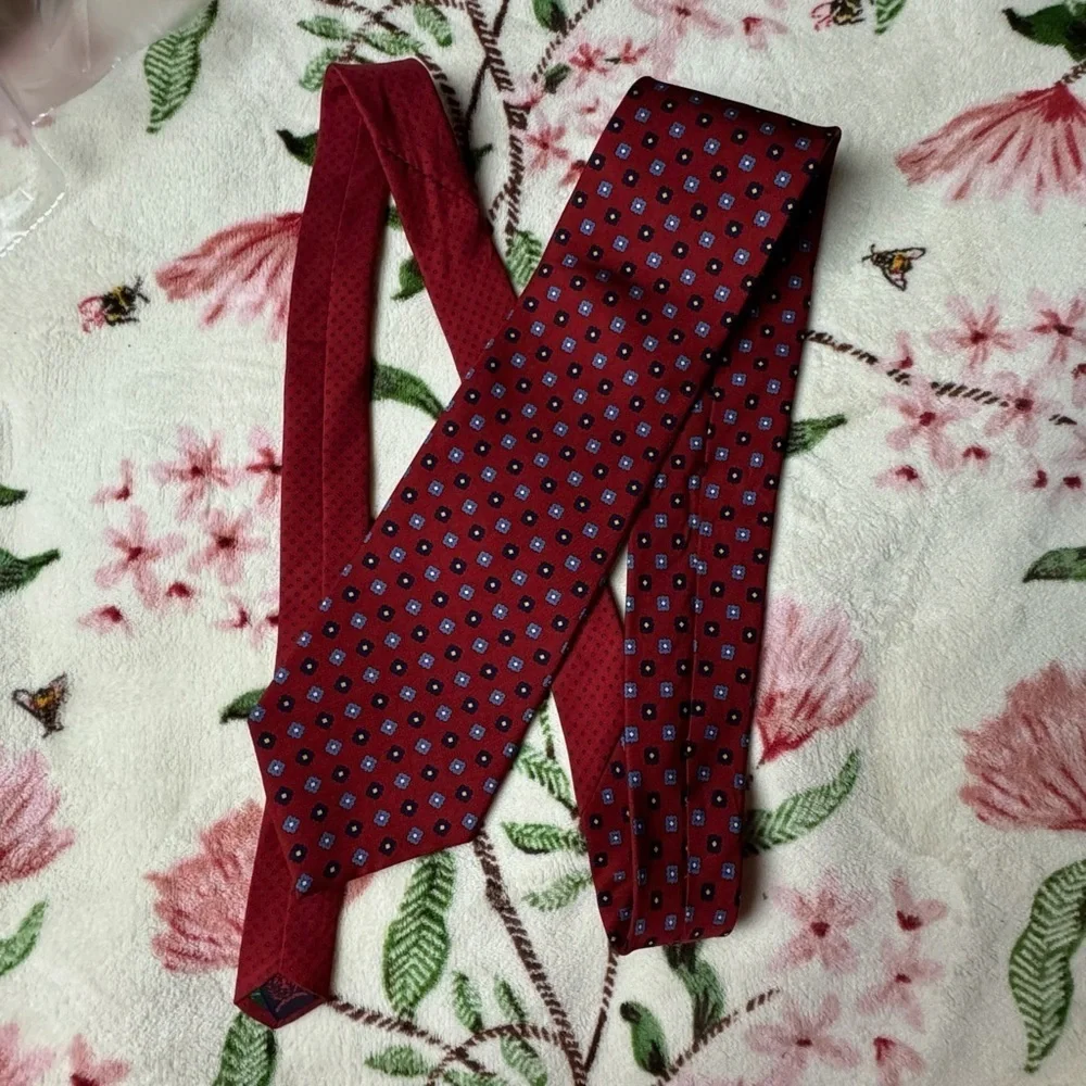 Tommy Hilfiger Red Tie with Blue Squares
